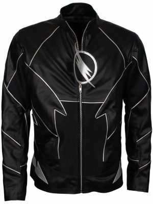 The Flash Hunter Zolomon Zoom Black Leather Jacket Costume