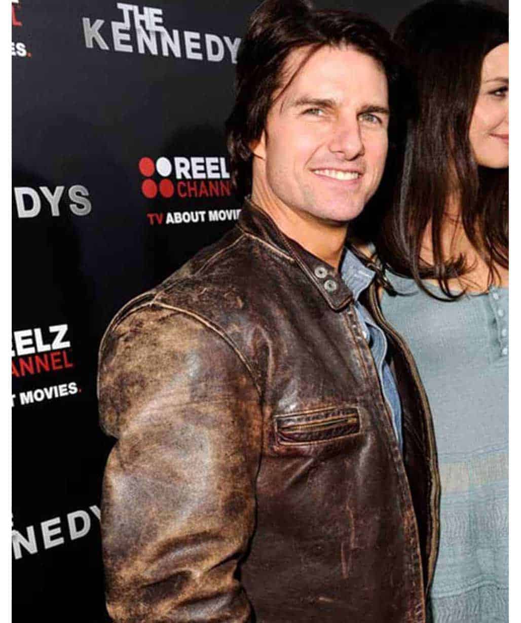 Tom Cruise The Kennedys Premiere Brown Distressed Leather Jacket