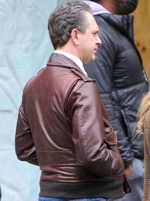 Thomas Sadoski The Crowded Room 2023 Matty Dunne Bomber Brown Leather Jacket