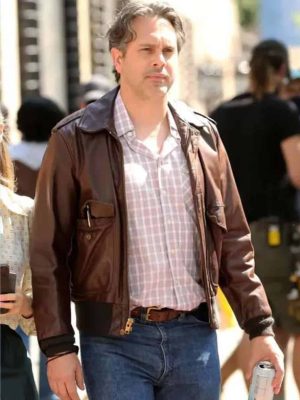 Thomas Sadoski The Crowded Room 2023 Matty Dunne Bomber Brown Leather Jacket