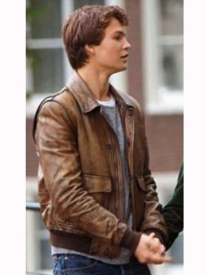 The Fault In Our Stars Ansel Elgort Brown Leather Jacket