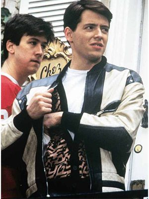 Matthews Broderick Ferris Bueller Day Off White Leather Jacket