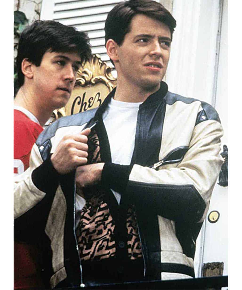 Matthews Broderick Ferris Bueller Day Off White Leather Jacket
