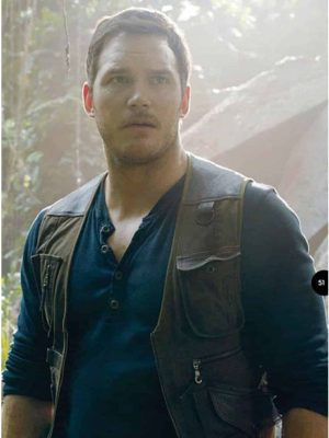 Chris Pratt Jurassic World Fallen Kingdom Owen Grady Brown Leather Vest