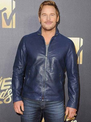 Chris Pratt MTV Awards 2016 Blue Leather Jacket