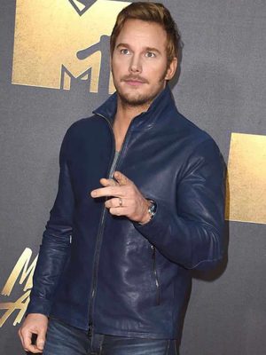 Chris Pratt MTV Awards 2016 Blue Leather Jacket
