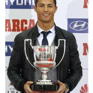 Cristiano Ronaldo Black Leather Bomber Jacket