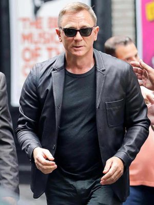 Daniel Craig Black Leather Blazer Outfit