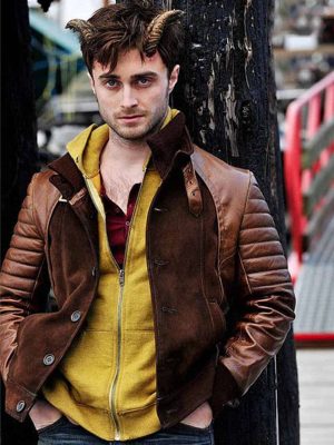 Daniel Radcliffe Horns IG Perrish Brown Leather Jacket