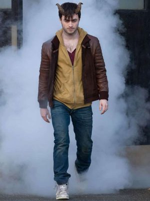 Daniel Radcliffe Horns IG Perrish Brown Leather Jacket