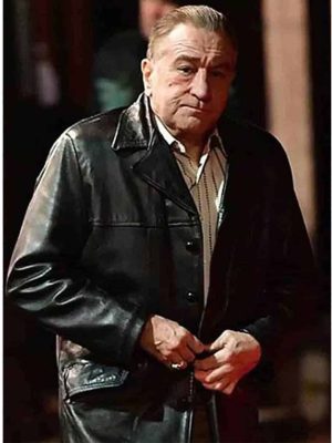 Frank Sheeran The Irishman Robert De Niro Black Leather Coat Blazer