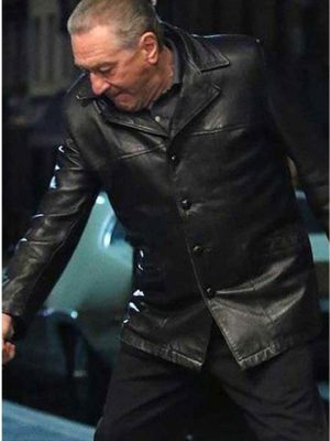 Frank Sheeran The Irishman Robert De Niro Black Leather Coat Blazer