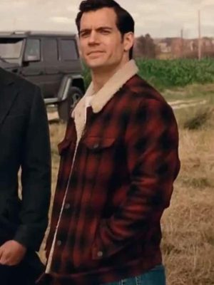 Henry Cavil Justice League Clark Kent Red And Black Checked Shearling Jacket