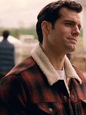 Henry Cavil Justice League Clark Kent Red And Black Checked Shearling Jacket