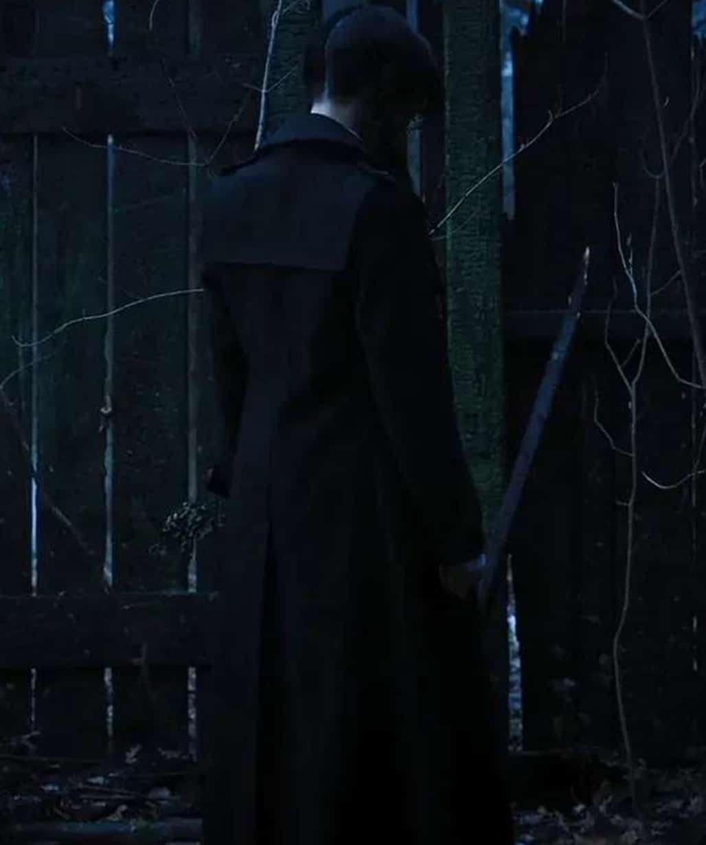 Jenna Ortega Wednesday 2022 Addams Black Wool Trench Coat