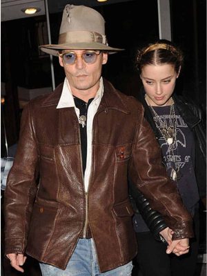Johnny Depp Brown Leather Jacket Outfit