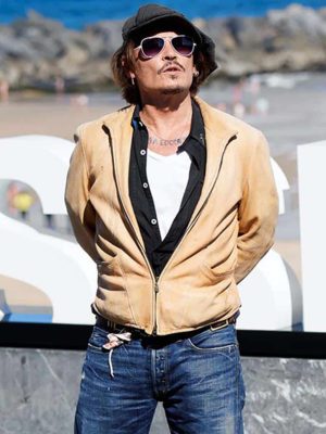 Johnny Depp Crock Of Gold Beige Brown Leather Jacket Outfit