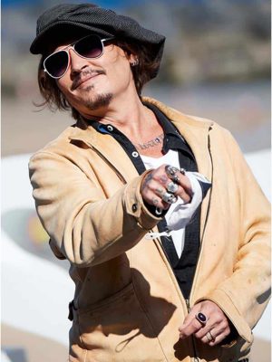 Johnny Depp Crock Of Gold Beige Brown Leather Jacket Outfit