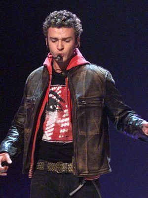 Justin Timberlake Grammy Award Distressed Brown Leather Jacket