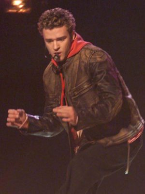 Justin Timberlake Grammy Award Distressed Brown Leather Jacket