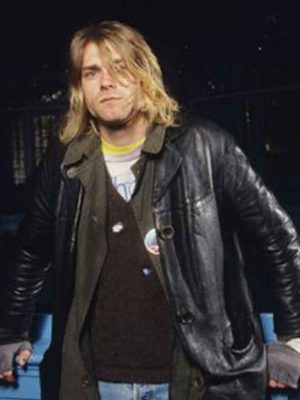 Kurt Cobain Single Breasted Leather Coat