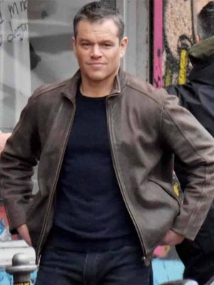 Matt Damon Jason Bourne 2016 Distressed Brown Leather Jacket