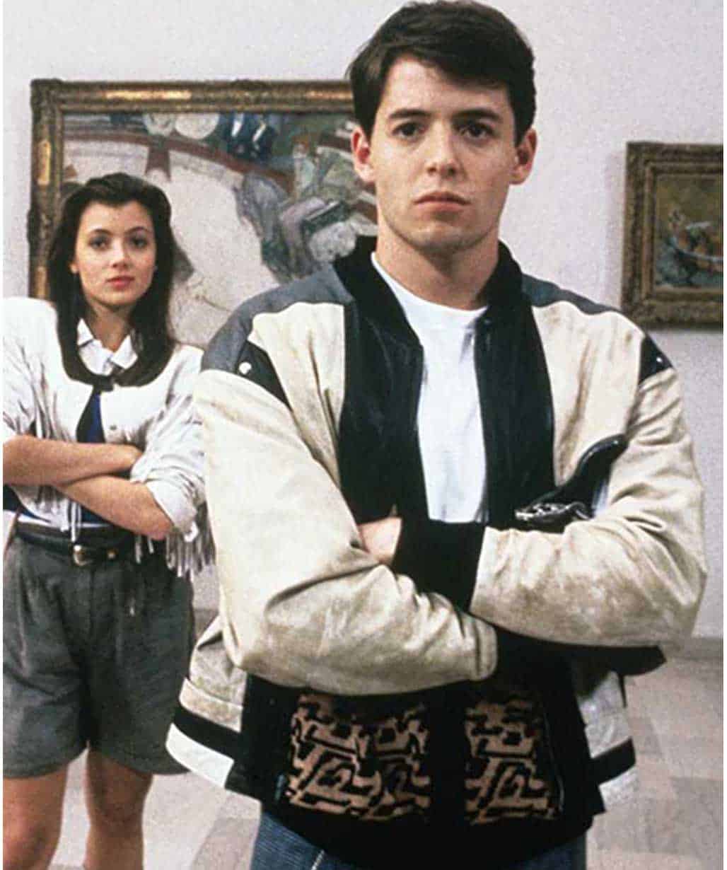 Matthews Broderick Ferris Bueller Day Off White Leather Jacket