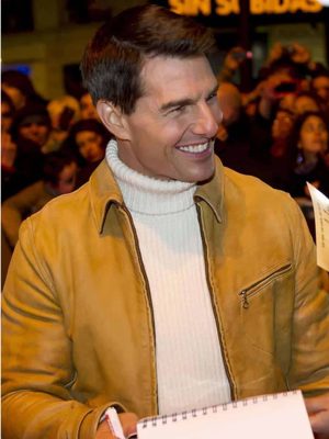 Tom Cruise Mission Impossible 4 Premiere Yellow Leather Jacket