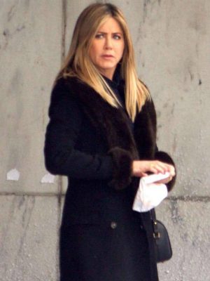 Office Christmas Party Jenifer Aniston Black Wool Shearling Coat
