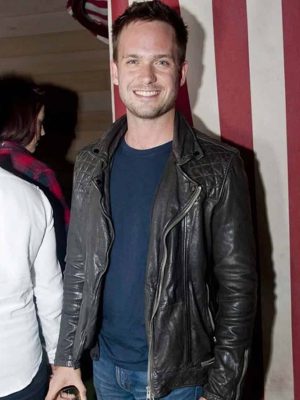 Patrick J. Adams Black Classic Style Genuine Leather Jacket