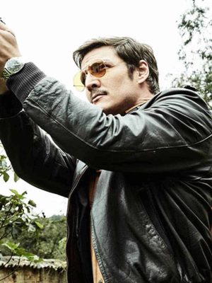 Pedro Pascal Narcos Season 2 Agent Pena Black Leather Jacket