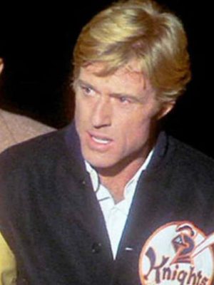 Roy Hobbs The Natural Robert Redford Black Wool Bomber Varsity Jacket