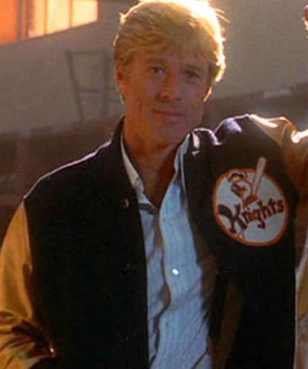 Roy Hobbs The Natural Robert Redford Black Wool Bomber Varsity Jacket