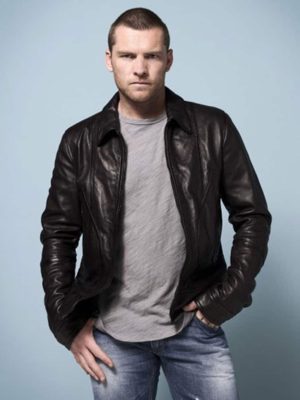 Sam Worthington Brown Leather Jacket Outfit