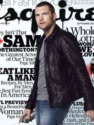 Sam Worthington Brown Leather Jacket Outfit