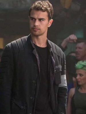 Theo James Divergent Series Allegiant Tobias Eaton Black Leather Jacket