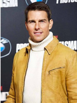 Tom Cruise Mission Impossible 4 Premiere Yellow Leather Jacket