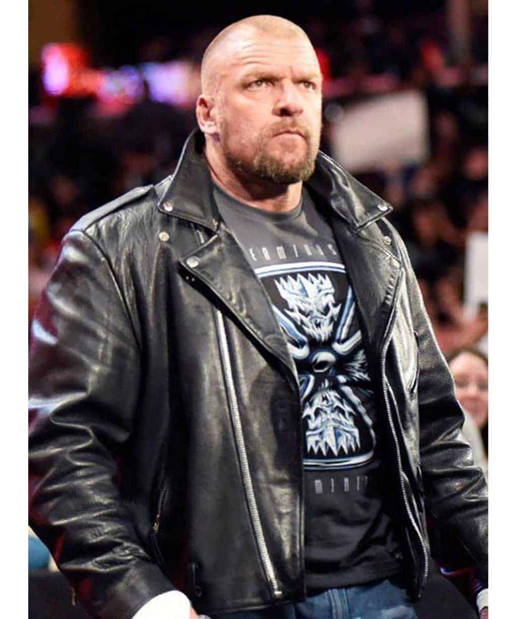 WWE Wrestler Triple H 2022 Black Leather Jacket