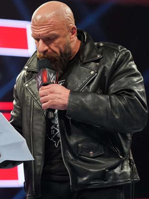 WWE Wrestler Triple H 2022 Black Leather Jacket