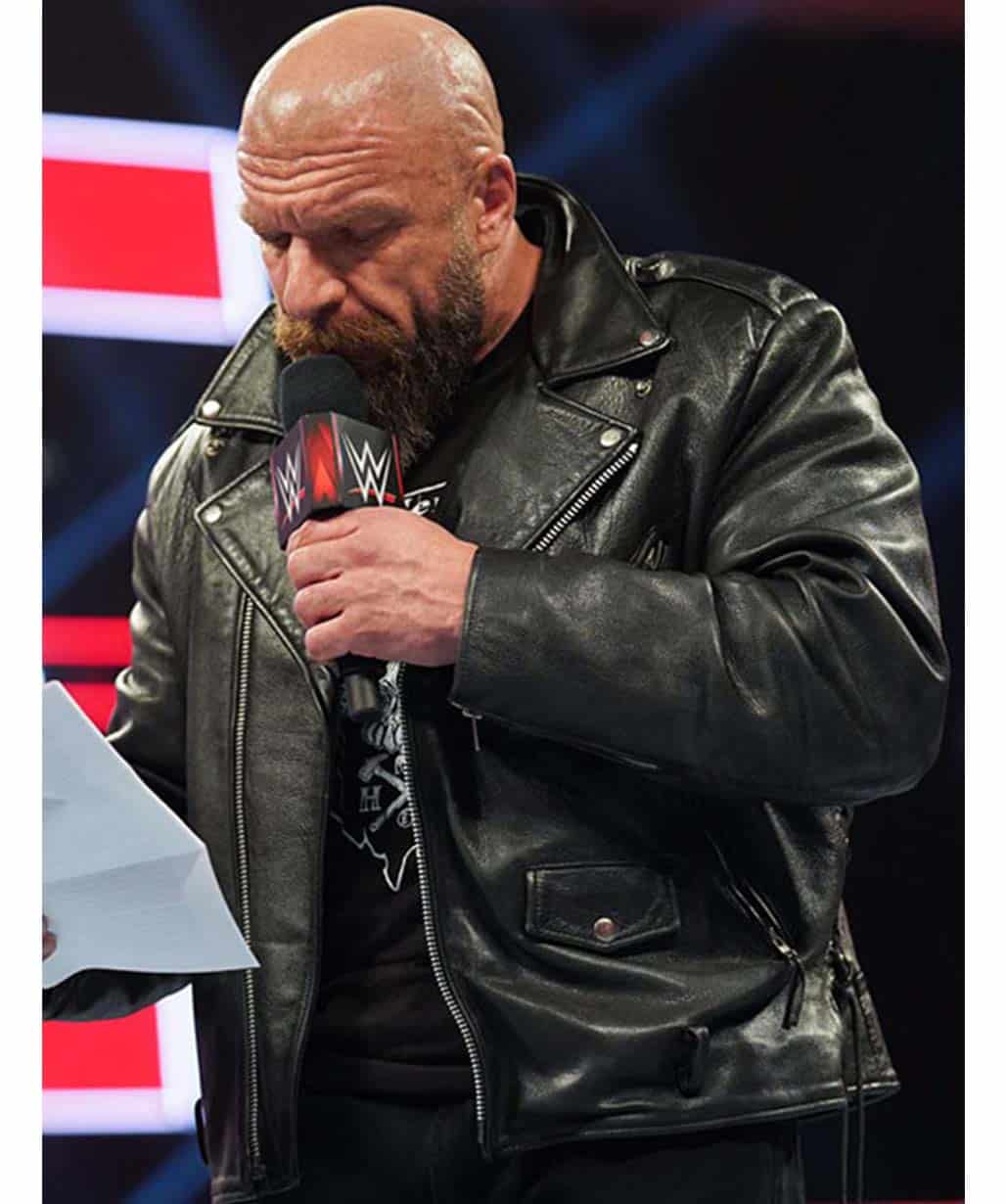 WWE Wrestler Triple H 2022 Black Leather Jacket