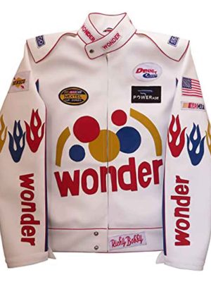 Â Wonder Bread The Ballard Of Ricky Bobby Racing Nights White Leather Motorcycle Jacket