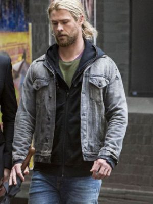 Chris Hemsworth Thor Ragnarok Grey Denim Jacket