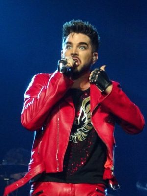 Adam Lambert Red Leather Jacket