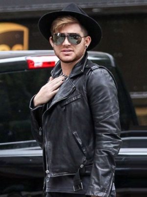 Adam Lambert Street Fashion Black Leather Biker Jacket