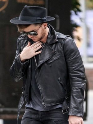 Adam Lambert Street Fashion Black Leather Biker Jacket