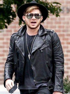 Adam Lambert Street Fashion Black Leather Biker Jacket