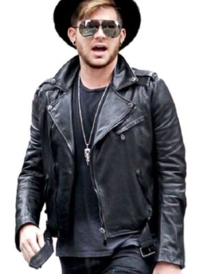 Adam Lambert Street Fashion Black Leather Biker Jacket