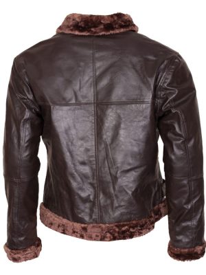 Aviator Mens Brown Sheepskin Shearling B3 Fur Leather Jacket