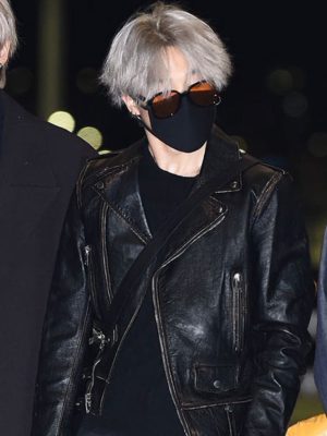 Jimin Black Leather Jacket