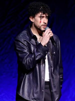 Bad Bunny El Muerto Black Leather Shirt